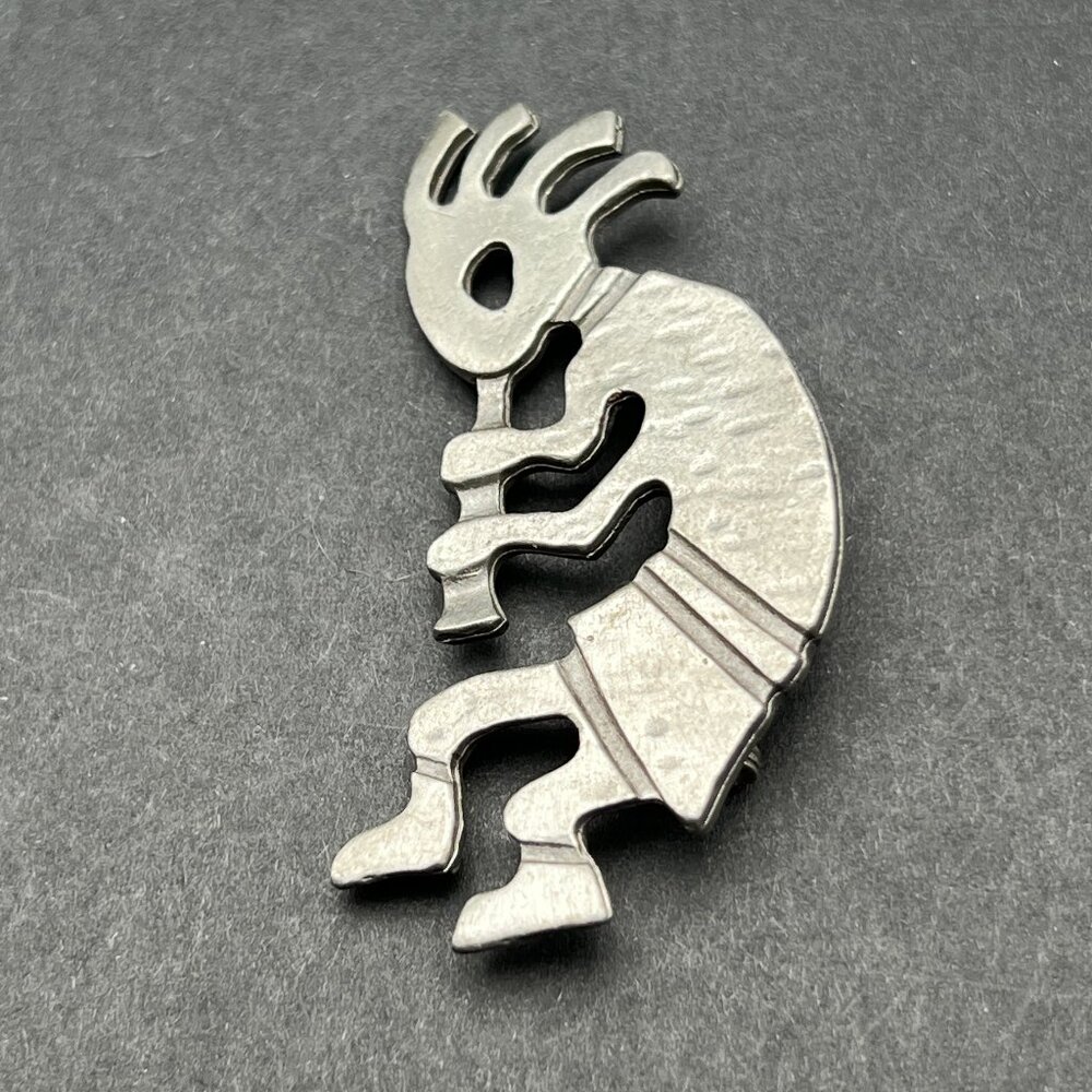 Spoontiques Kokopelli Brooch Boho Southwesternโ Style Pewter Tone Vintage Pin